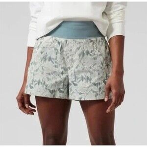 Athleta Trekkie North Short Womens Size 14 Gray Floral Mid Rise Hiking